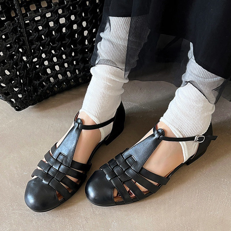 Elegante Strick-Sandalen mit runder Zehenpartie