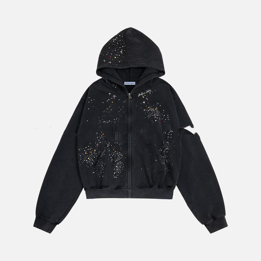 Vintage Hoodie mit Rhinestones