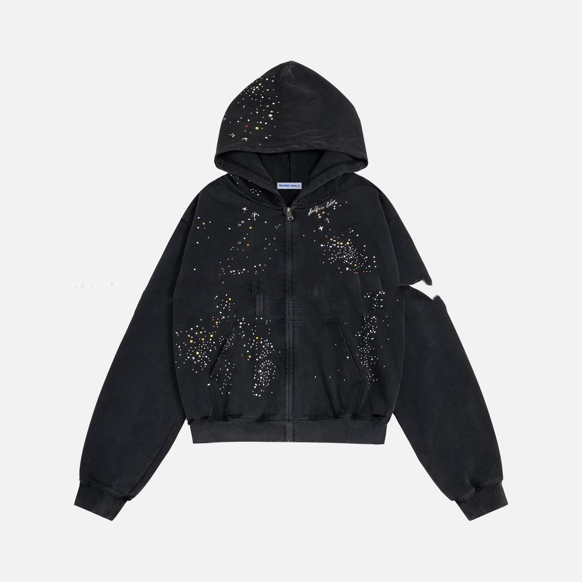 Vintage Hoodie mit Rhinestones