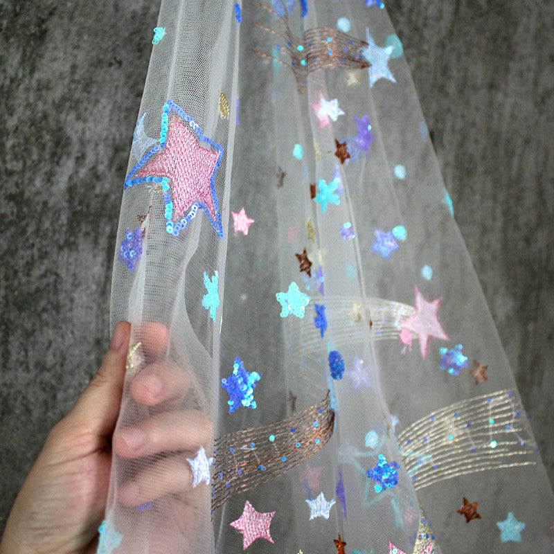 Sternen-Symphonie Pailletten-Stickerei Mesh-Stoff – Bild 5 | LuxeStyle