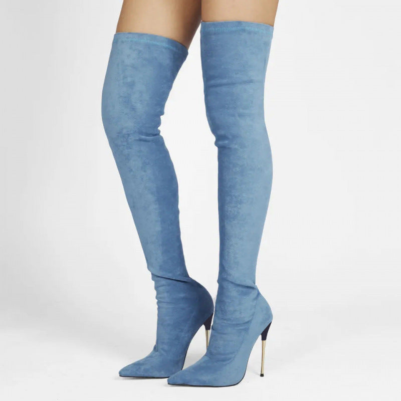Overknee-Stiefel aus Wildlederimitat