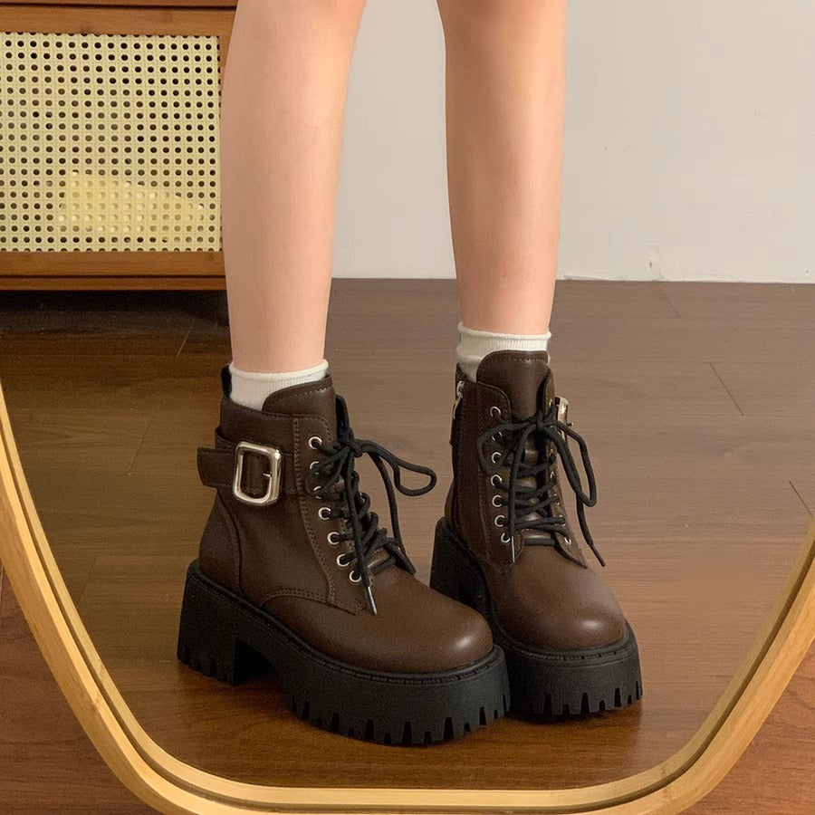 Damen Stiefel mit Schnürung und Plateau