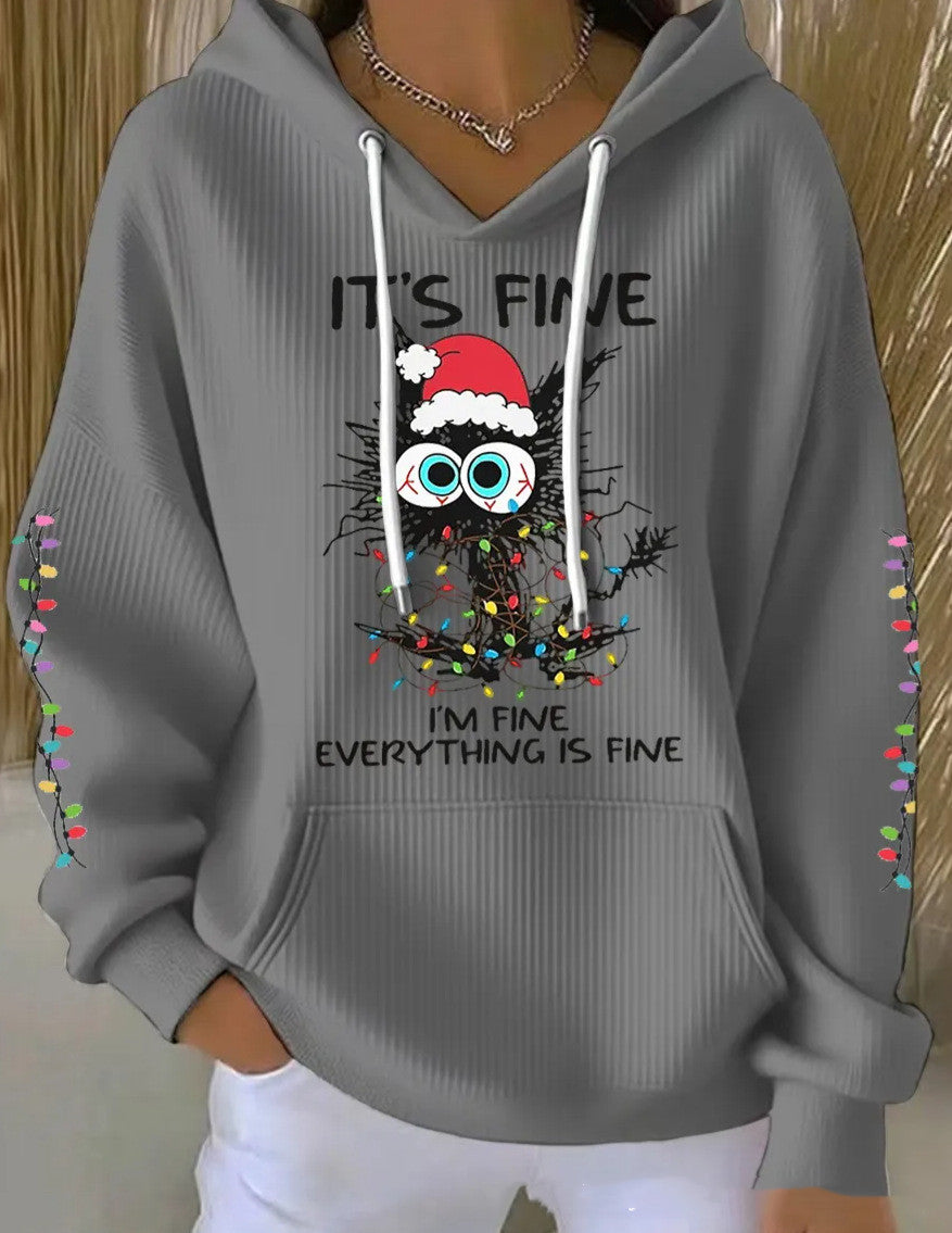 Christmas Hoodie mit Katzen-Print