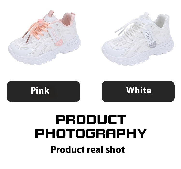 Bequeme atmungsaktive Lauflernschuhe für Kinder 4-12 Jahre, weiß