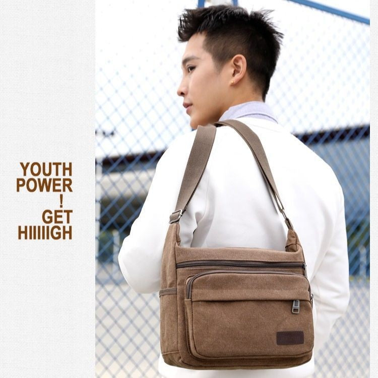 Retro Schultertasche aus Canvas für Herren – Bild 6 | LuxeStyle