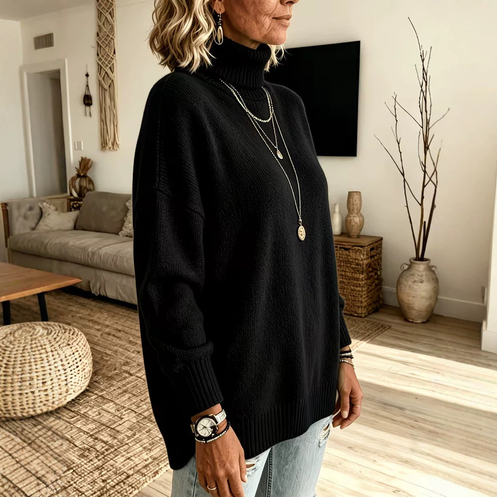 Samtener Rollkragenpullover für Damen