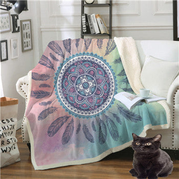Kuschelige Plüschdecke mit Cartoon-Print