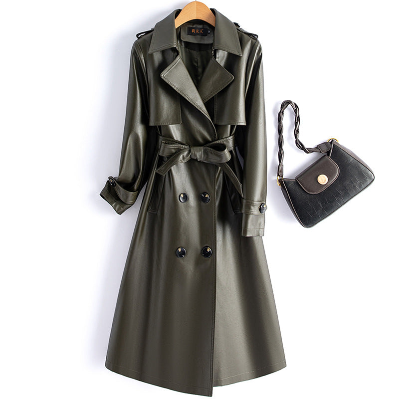 Trenchcoat aus Schaffell mit Kunstfellkragen | LuxeStyle