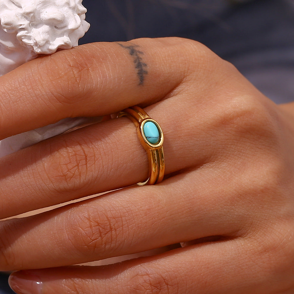 Gestreifter Natursteinring für Damen | LuxeStyle