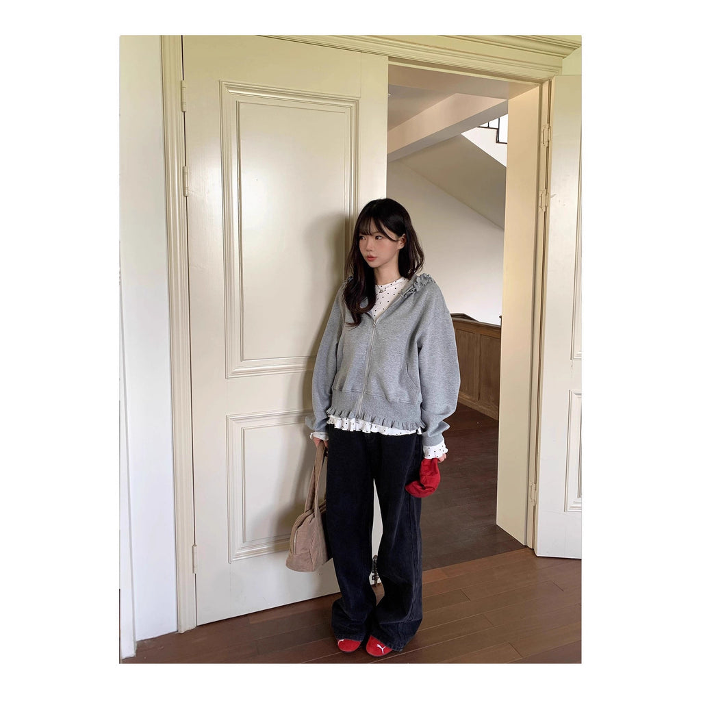 Grauer Hoodie Cardigan