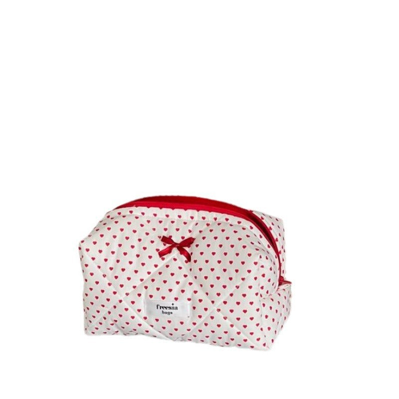Kosmetiktasche mit Herz- und Karomuster – Bild 6 | LuxeStyle