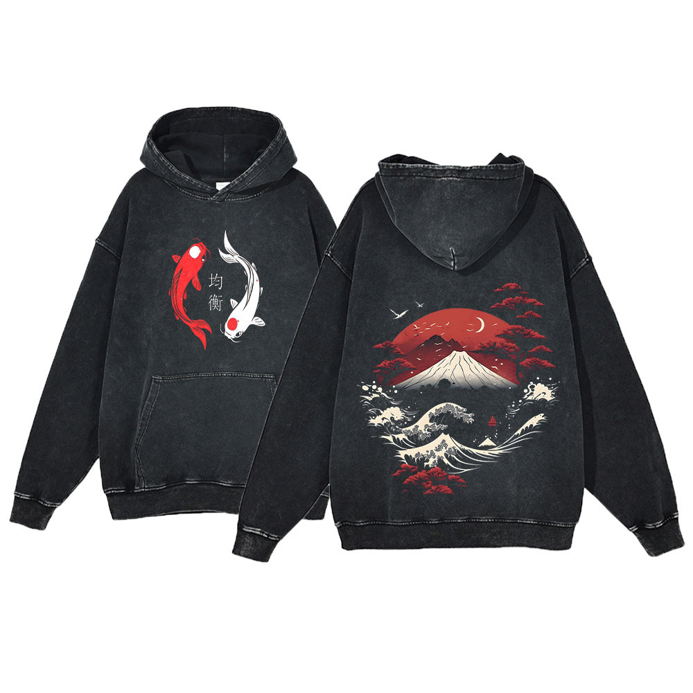 Ukiyo-e Koi Fisch Kapuzenpullover für Herren