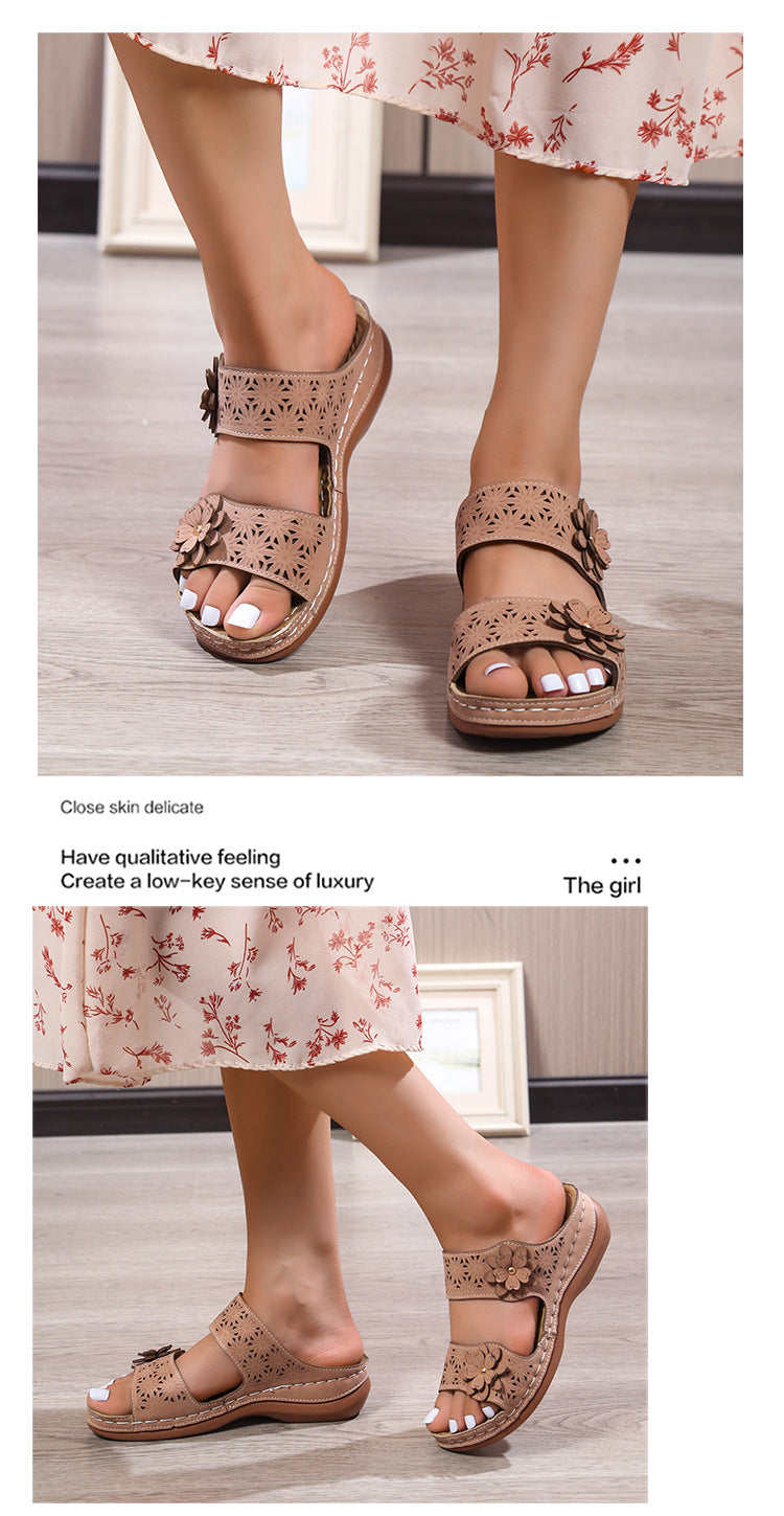 Freizeit-Sandalen mit Blumen-Applikation – Bild 10 | LuxeStyle