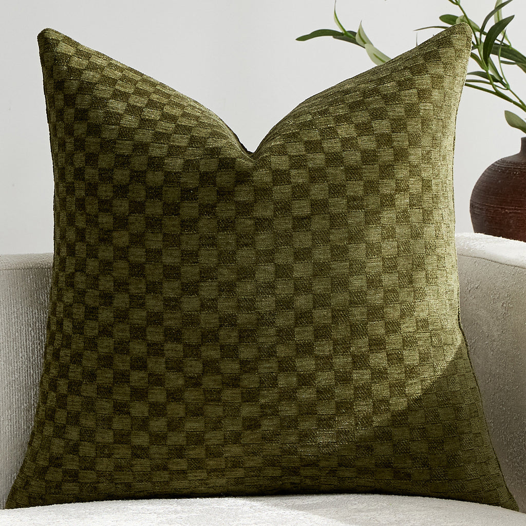 Chenille Kissenhülle mit 3D-Kleinwürfelmuster