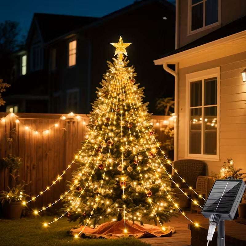 Solar LED Wasserfall-Licht Pentagramm Kranz – Bild 3 | LuxeStyle