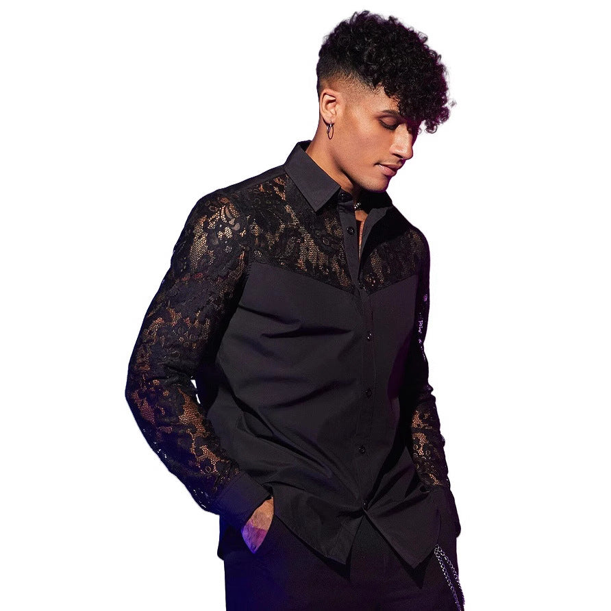 Herren Langarmshirt mit Patchwork | LuxeStyle