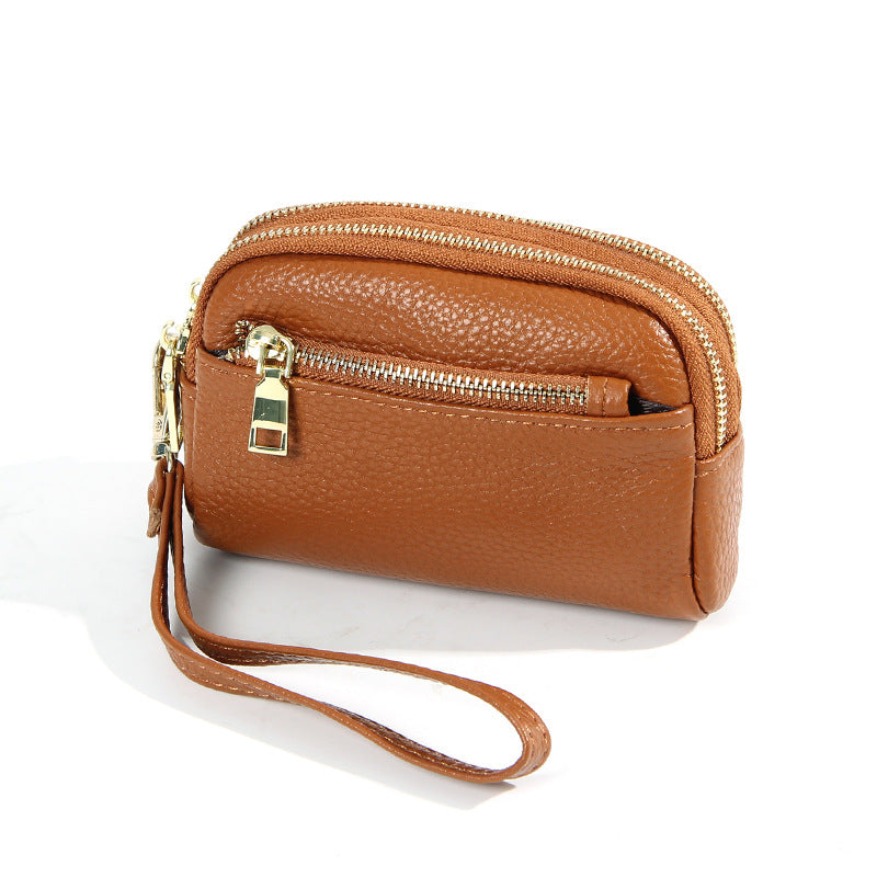 Minimalistische Leder-Münztasche mit drei Reissverschlüssen – Bild 10 | LuxeStyle