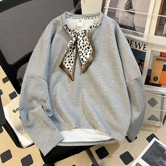 Vintage Seidenschal Loose-Fit Hoodie für Damen