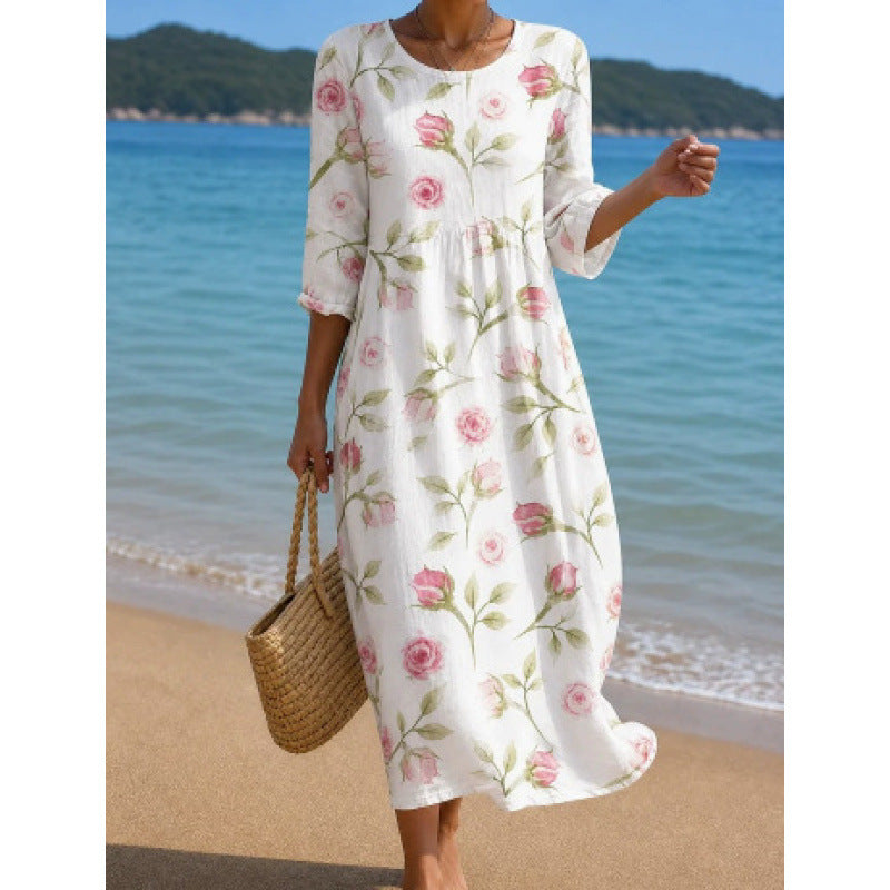 Midi-Kleid mit 3D-Blumenprint – Bild 6 | LuxeStyle