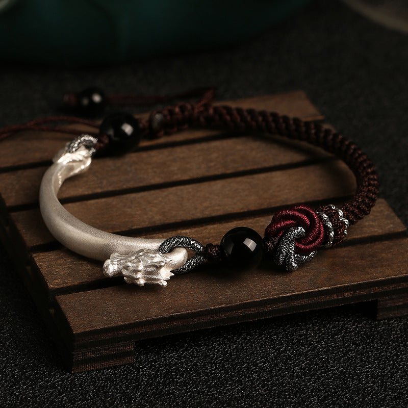 Silber Armband mit Drachenknoten und Kordel – Bild 2 | LuxeStyle