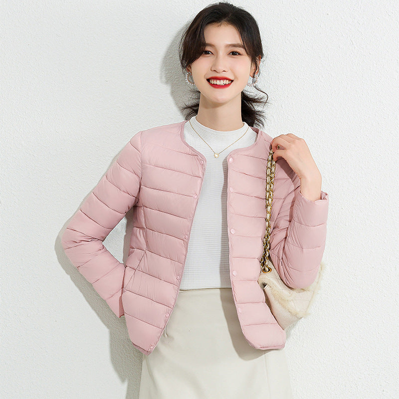 Leichte kurze Baumwoll-Liner-Jacke für Damen