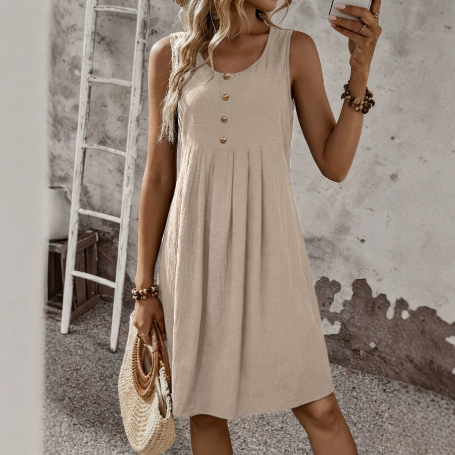 Ärmelloses A-Linien Midikleid mit Rundhals – Bild 3 | LuxeStyle