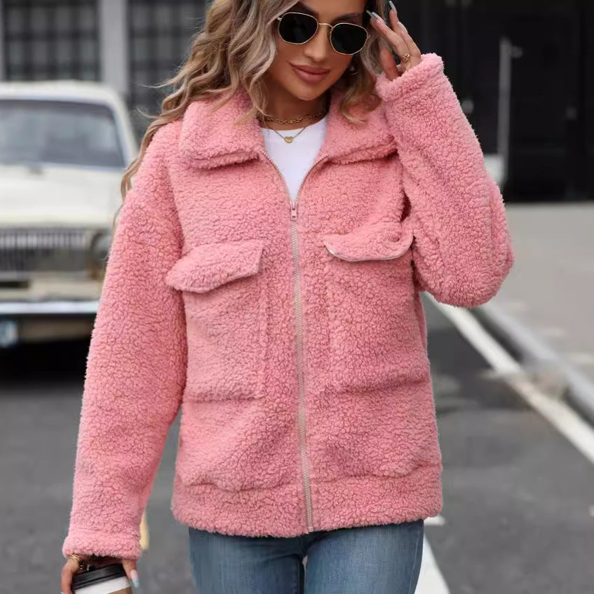 Fleece Jacke mit grossen Taschen, lockerer Schnitt – Bild 5 | LuxeStyle
