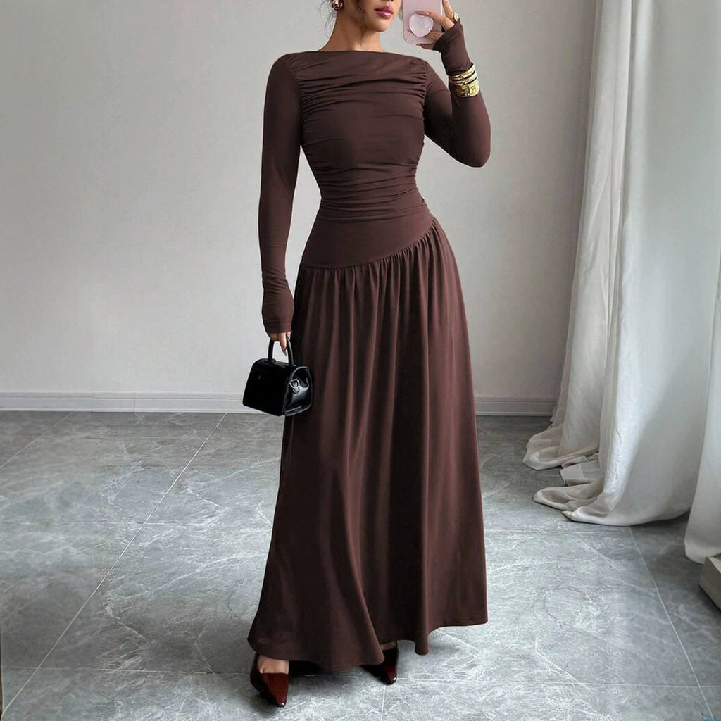 Langes Maxikleid mit hoher Taille und Off-Shoulder – Bild 5 | LuxeStyle
