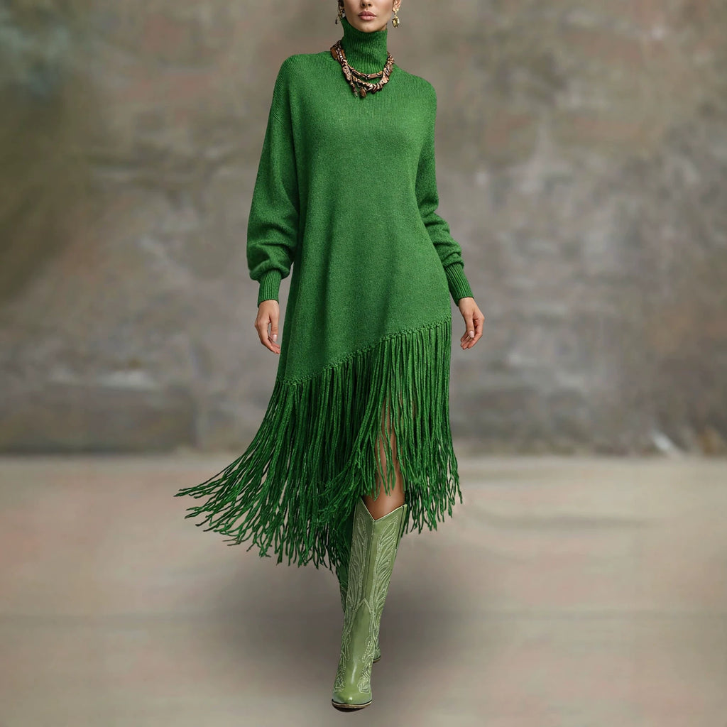 Langes A-Linien Kleid mit Quasten