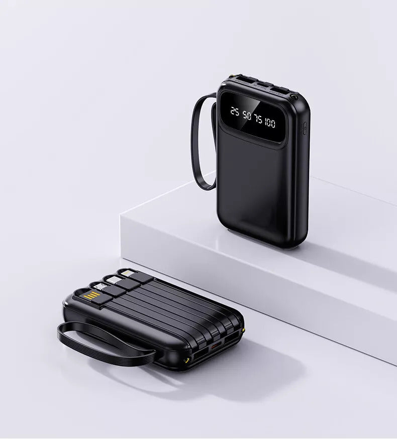 30000mAh Powerbank mit integrierten Kabeln