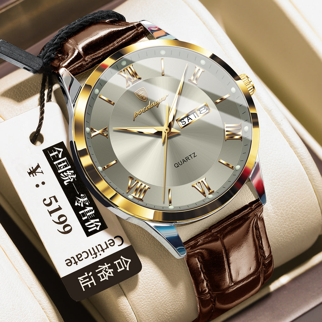 Herren-Armbanduhr mit Kalender und Leuchtzeigern