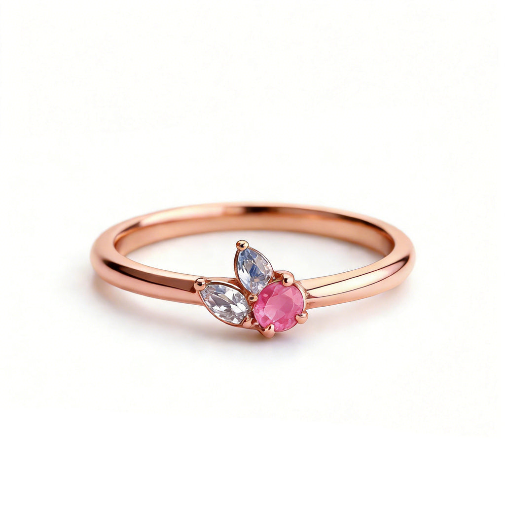 Mehrfarbiger Geburtsstein-Ring aus Kupfer