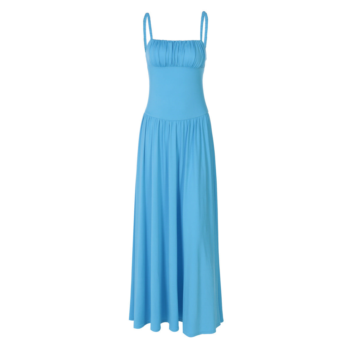 Off-Shoulder Plissiertes Maxikleid mit hoher Taille