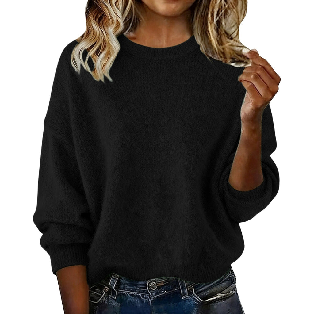 Damen Pullover Rundhals Loose Fit