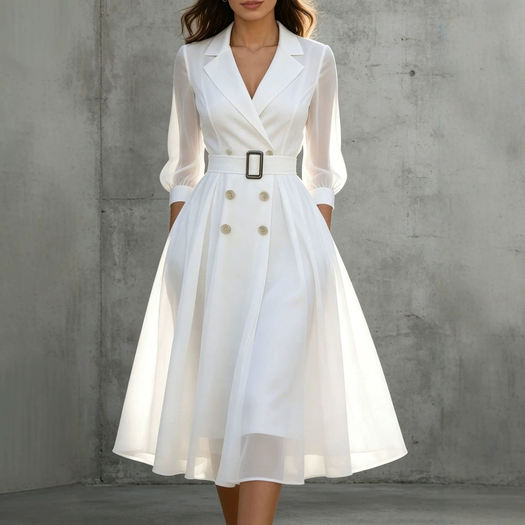 V-Ausschnitt Kleid mit Taillengürtel