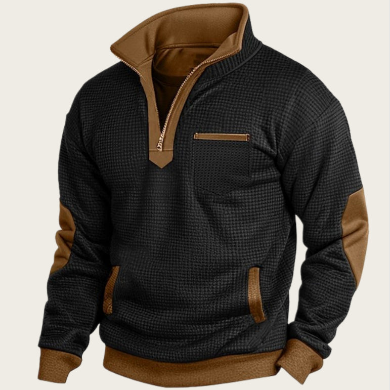 Herren Waffle Sweatshirt mit Stehkragen | LuxeStyle
