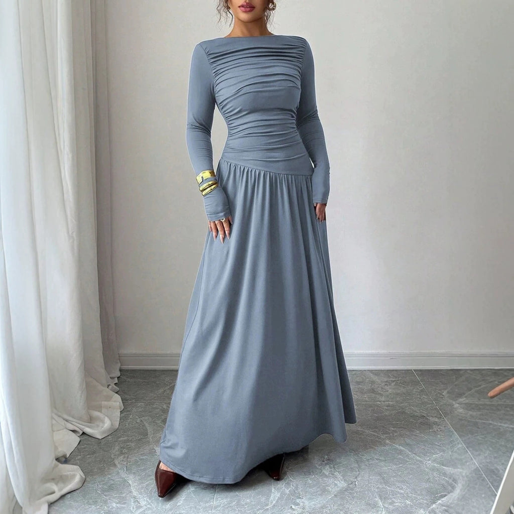 Langes Maxikleid mit hoher Taille und Off-Shoulder – Bild 10 | LuxeStyle