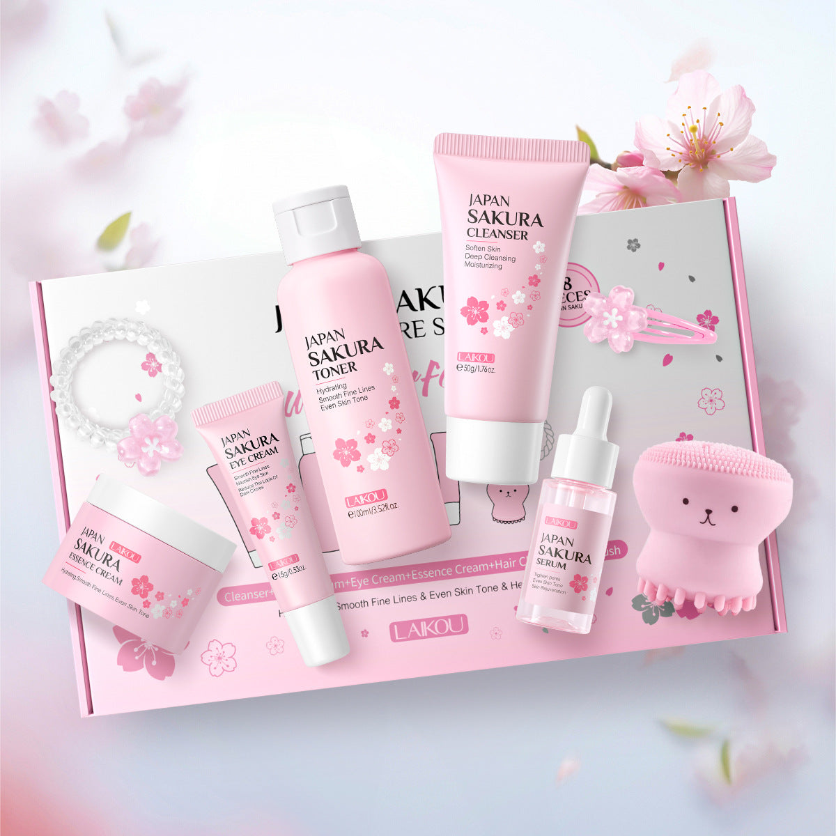 Kirschblüten 8-teiliges Gesichtspflegeset | LuxeStyle