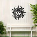 Schwarzes geometrisches Sonne‑Mond‑Metallornament | LuxeStyle