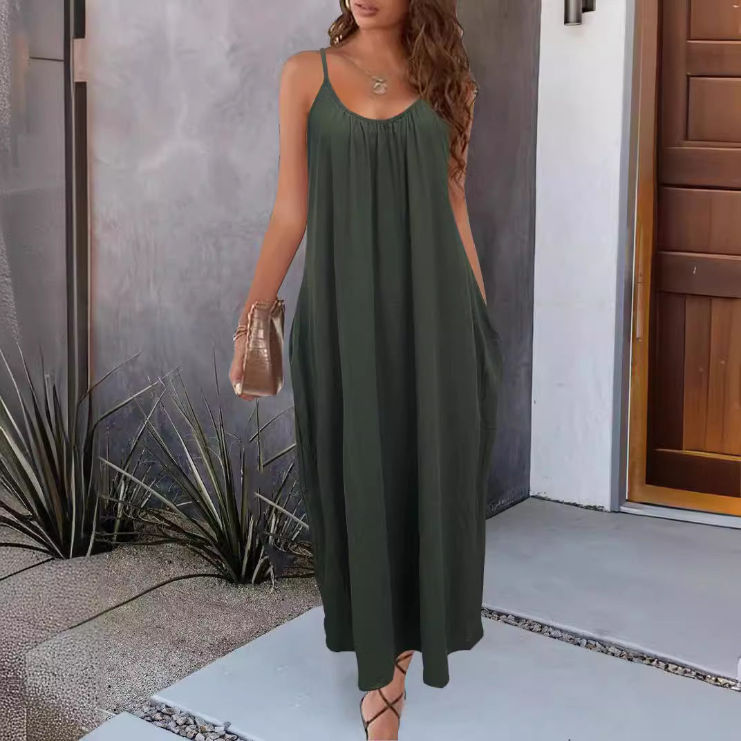 V-Ausschnitt Sommer-Slip-Kleid