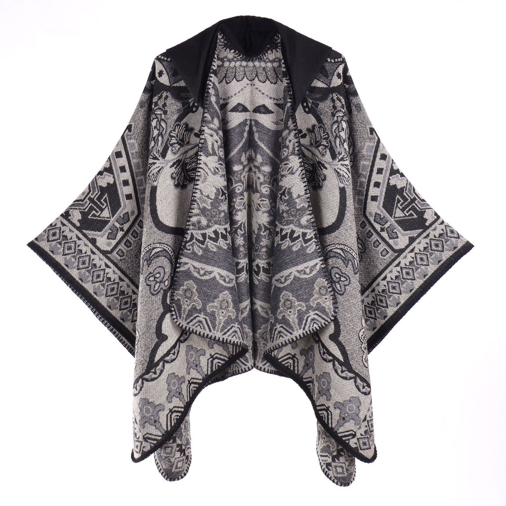 Kapuzencape mit Jacquardmuster – Bild 7 | LuxeStyle