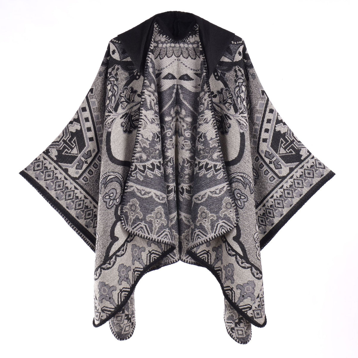 Kapuzencape mit Jacquardmuster – Bild 7 | LuxeStyle