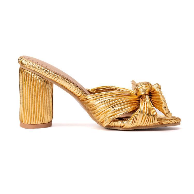 Satin-Sandalen mit Laternenfalten