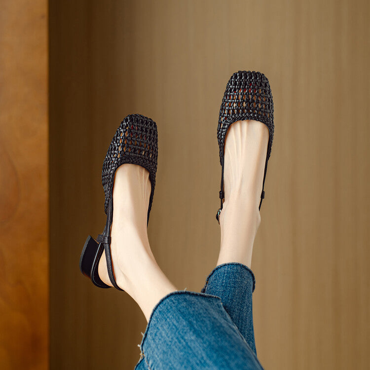Geflochtene Sandalen mit Blockabsatz – Bild 5 | LuxeStyle