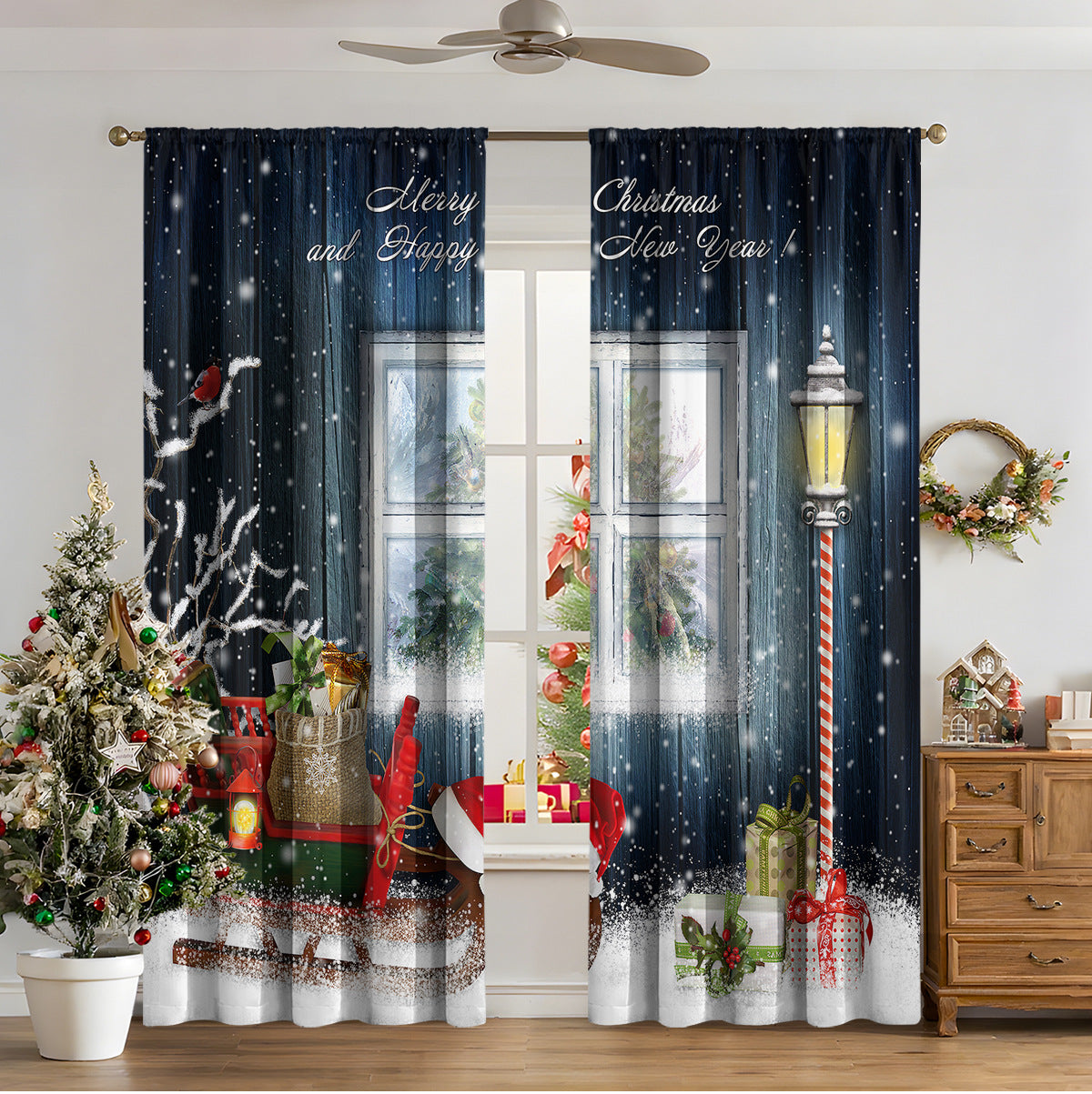 Weihnachtsvorhänge mit 3D-Digitaldruck