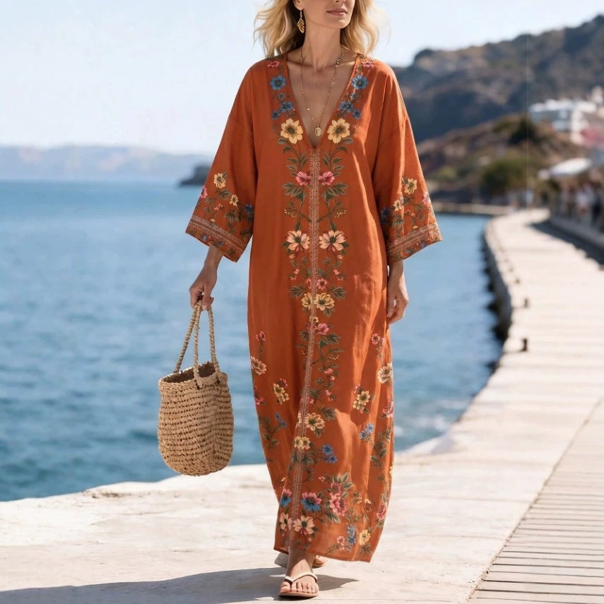 Sommerliches V-Ausschnitt Mid-Sleeve Kleid – Bild 5 | LuxeStyle