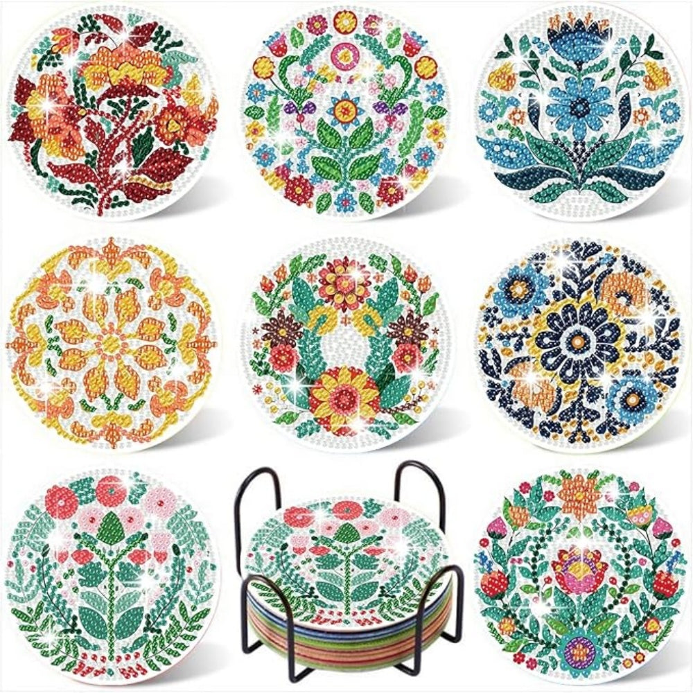 Diamond Art Coaster-Set mit Halterung