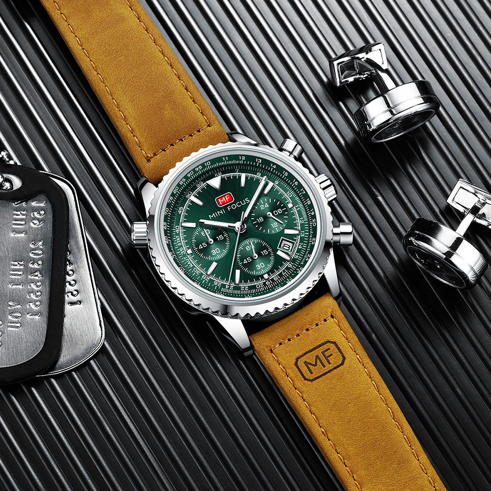 Herren-Chronograph mit Lederarmband