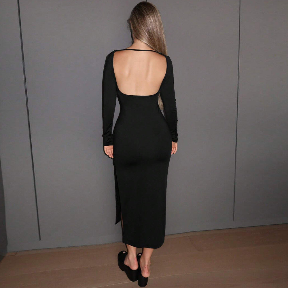 Bodycon Kleid mit Rückenausschnitt und Schlitz – Bild 4 | LuxeStyle