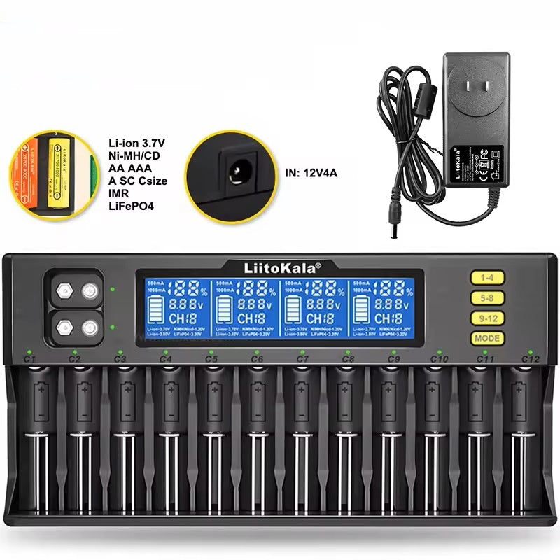Lii-S12 Universal-Ladegerät mit 12 Schächten